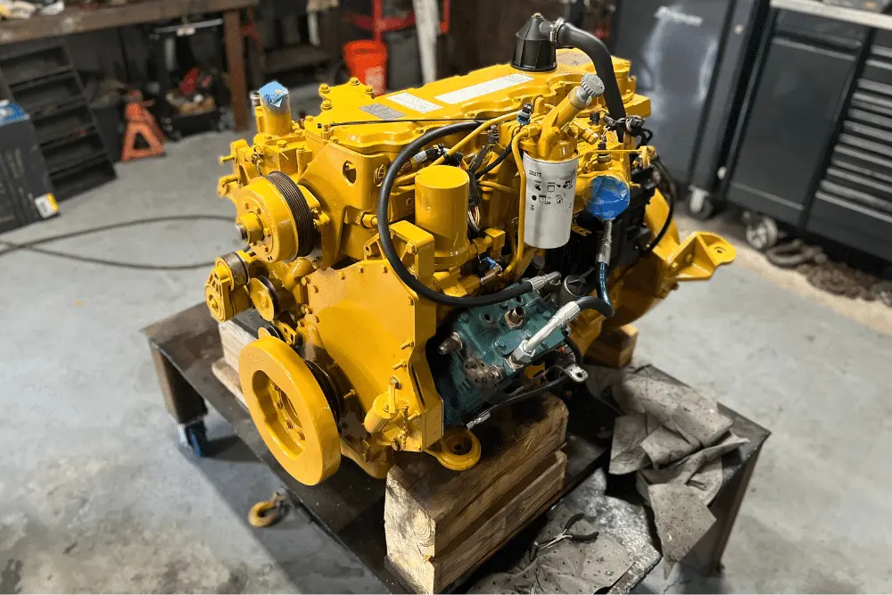 CAT Engine Overhaul Service at RDI Power in Brooksville, FL. Image showing a fully rebuilt CAT engine on a workbench, highlighting RDI Power's expertise in comprehensive diesel engine service and repair, ensuring optimal performance and longevity.